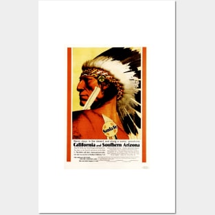 The Chief is Still Chief Natives California & Southern Arizona Santa Fe Vintage Rail Posters and Art